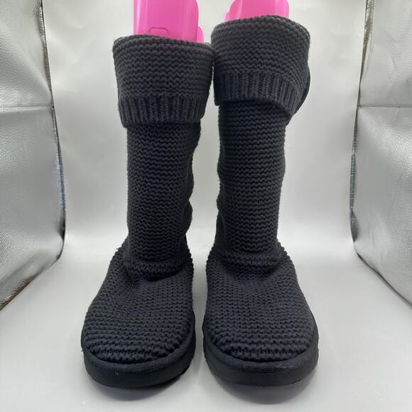 UGG Classic Cardy Boots Womens Size 11 Black Knit Button Tall Winter Cozy - Picture 3 of 7